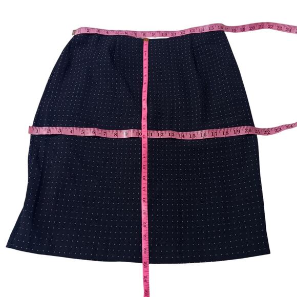 VINTAGE Dressbarn 2-Piece Skirt Top Set Navy Blue Pink Dots Large Career Dressy - Picture 7 of 14